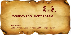 Romanovics Henrietta névjegykártya